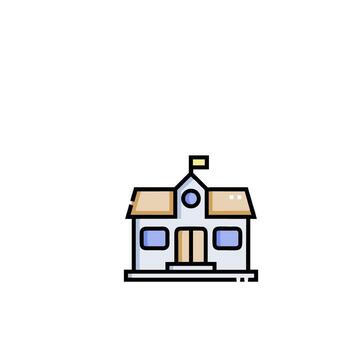 A house with a clock on the front and a window vector