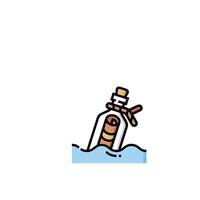 A bottle with a message floating in the water vector