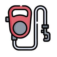 A red and gray electric hand pump with a hose vector