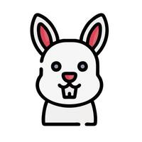 A white rabbit with red ears and a big nose vector
