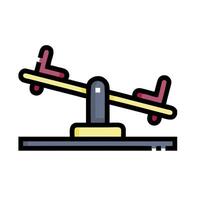 A seesaw with two red and yellow arrows on it vector