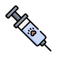 An injection syringe with a dog paw on it vector