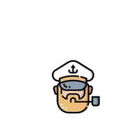 A cartoon sailor with a pipe and beard vector