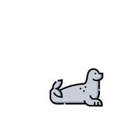 A seal is sitting on the ground in a white background vector