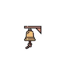 A bell hanging from a rope on a wall vector
