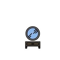 A small table with a mirror on it vector