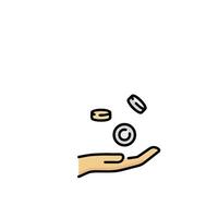 A hand holding a coin and a coin falling out vector