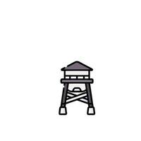 A drawing of a tower with a roof vector
