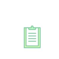 A green and white clipboard with a note on it vector