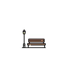 A bench and lamp in a line drawing vector