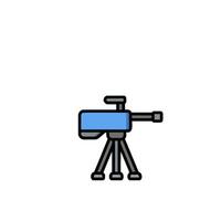 A camera on a tripod icon on a white background vector