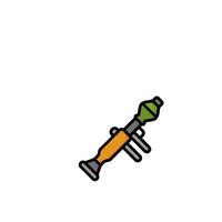 A small gun with a green and orange handle vector