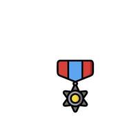 A medal with a star on it is shown vector