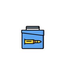 A blue box with a gun in it vector