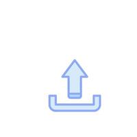 A blue arrow pointing up on a white background vector