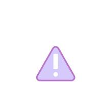 A purple triangle with an exclamation mark on it vector