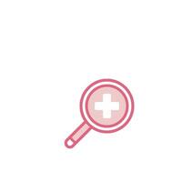 A magnifying glass with a cross on it vector