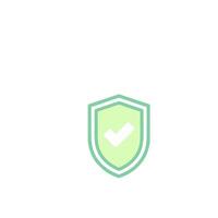 A green shield with a tick mark on it vector