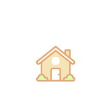 A house icon with a small window and a door vector