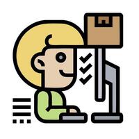 A cartoon man working on a computer with a box on his desk vector