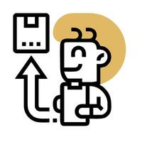 A man holding a computer and a floppy disk vector