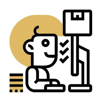 un hombre es sentado a un computadora y mirando a un monitor vector