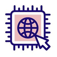 A computer processor with a globe icon vector