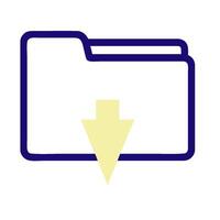 A folder icon with an arrow pointing down vector