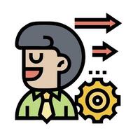 A man with a gear and an arrow pointing to it vector
