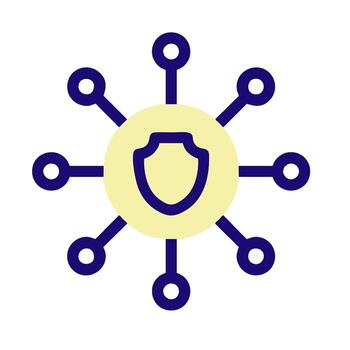 un proteger rodeado por un red de círculos vector