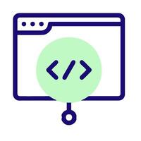 A computer screen with a code symbol on it vector