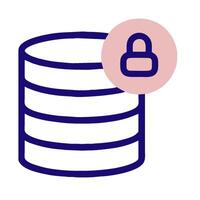 A blue icon with a padlock on top of a stack of data vector