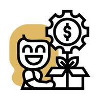 A man holding a box with a dollar sign on it vector