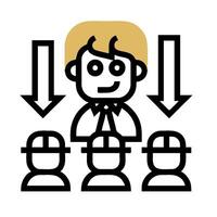 A man is surrounded by people and arrows vector
