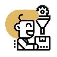 A man is holding a computer and a funnel vector
