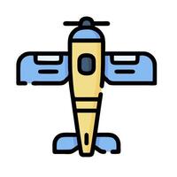 A small airplane with a blue and yellow color scheme vector