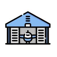 An airplane is sitting in a hangar vector