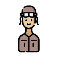 A man in a helmet and glasses icon vector