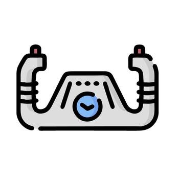 A robot with a clock on it vector