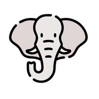 An elephant head with a long trunk on a white background vector