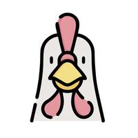 A chicken head with a pink nose and a pink feather vector