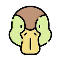 A cartoon duck head with a green and brown face vector