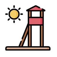 A lifeguard tower with a sun in the background vector