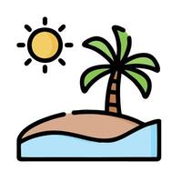 an island with a palm tree and sun on it vector