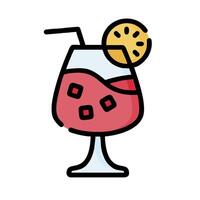 A drink with a slice of lemon and a straw vector