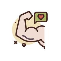 a man's arm with a heart and speech bubble vector