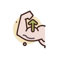 a man's arm with a green arrow pointing up vector