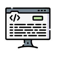 A computer monitor with a code on it vector