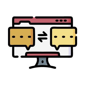 A computer screen with two speech bubbles on it vector