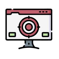 A computer monitor with a red and white design vector